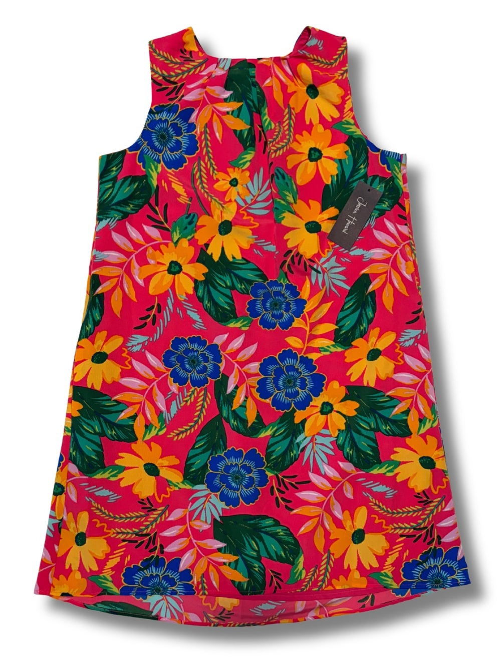 Jessica Howard Hot Pink Floral Tie-Neck Dress